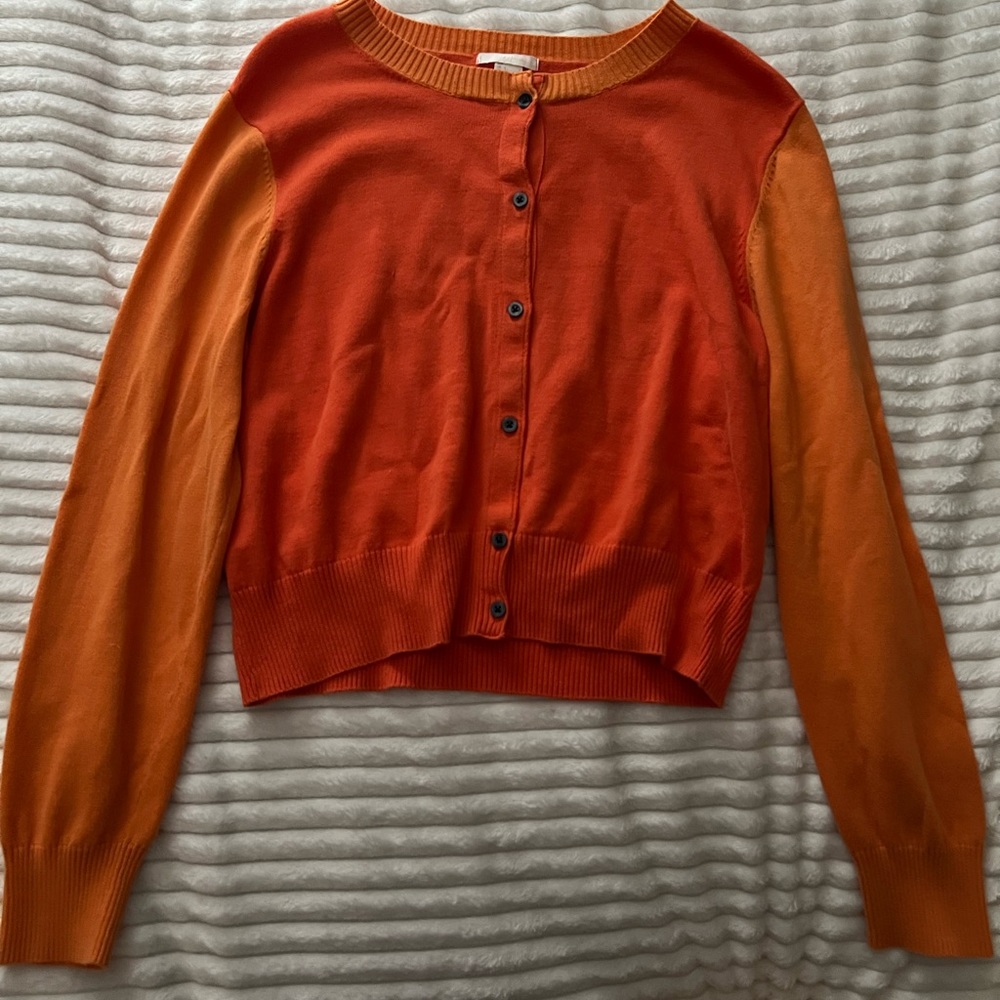 H&M orange button up cardigan